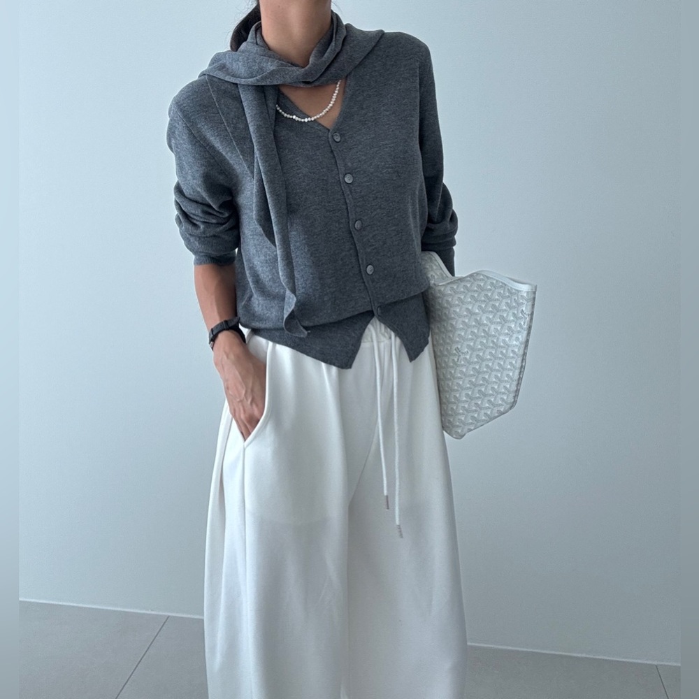 cardigan with scarf - New
